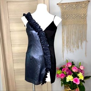 NWT REVOLVE NBD Navy Ruffle Metallic Mini Dress, Medium